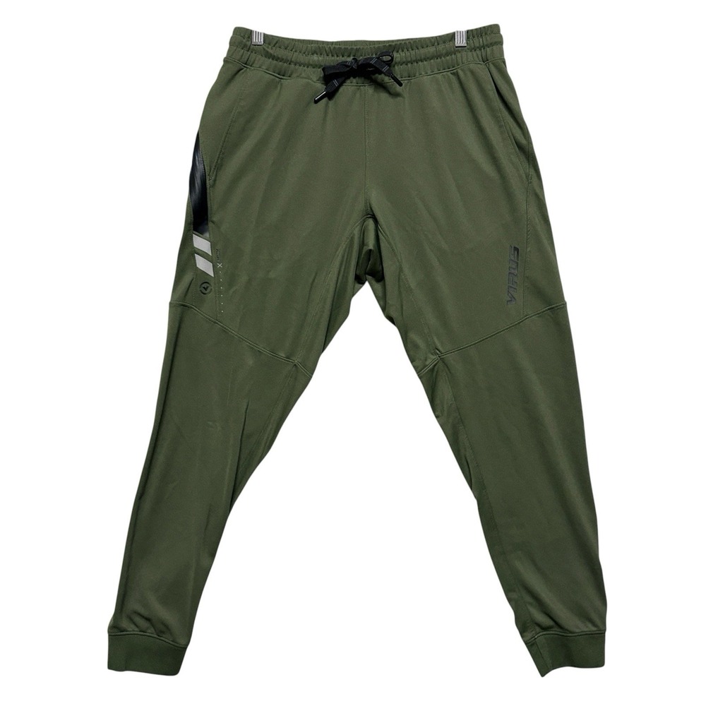 Virus IconX Joggers Mens M Olive Green Athletic Pants Zip Pocket